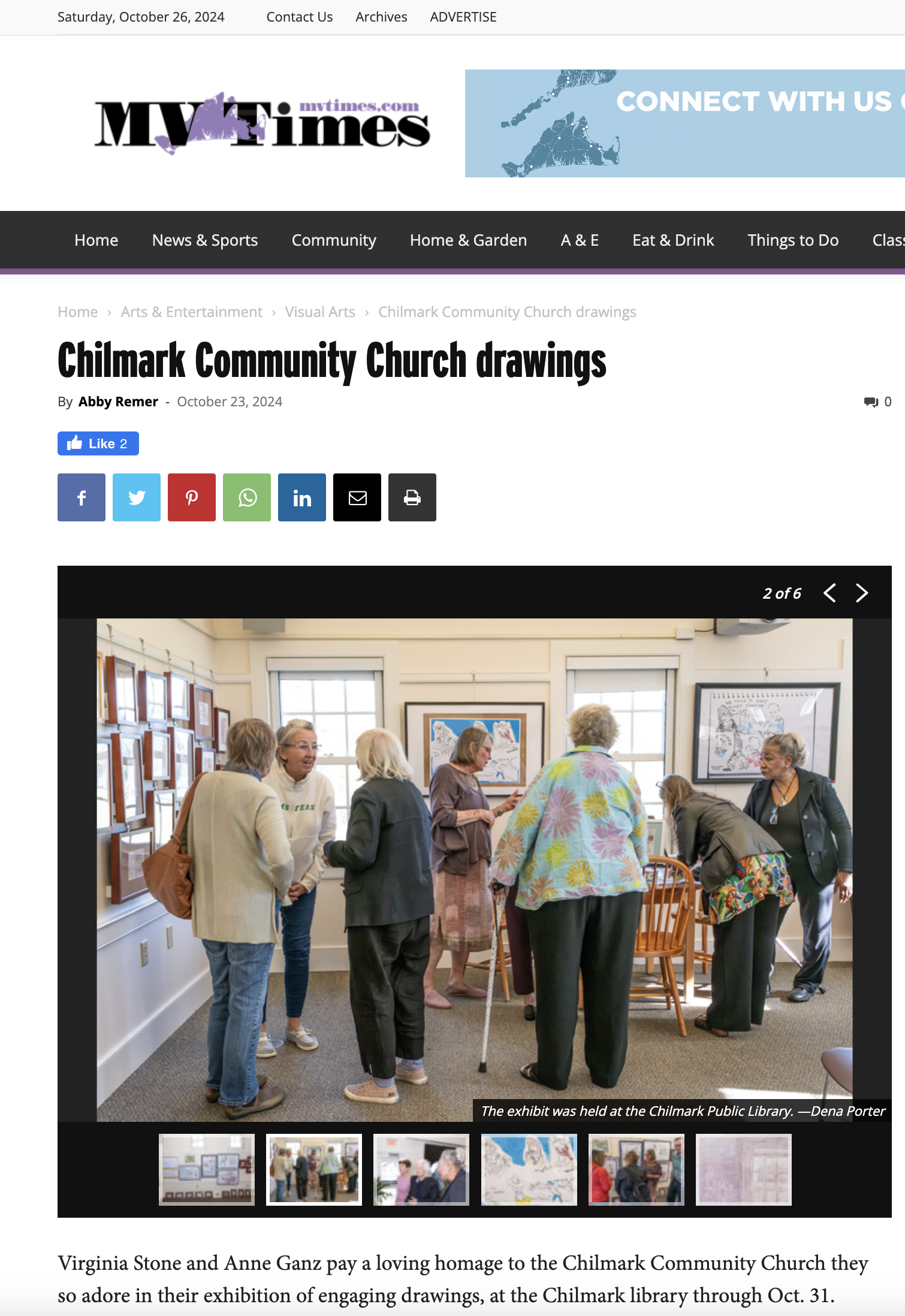 MV Times Features Chilmark Community Church Drawings